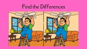 Spot the Difference Challenge: Find 3 Differences in the Man Repairing a Fan Image